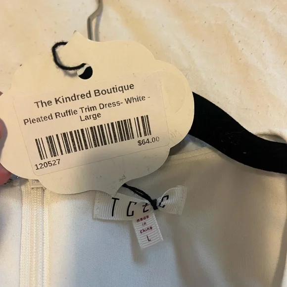 White Dress with Ruffle Detail - Picture 3 of 3